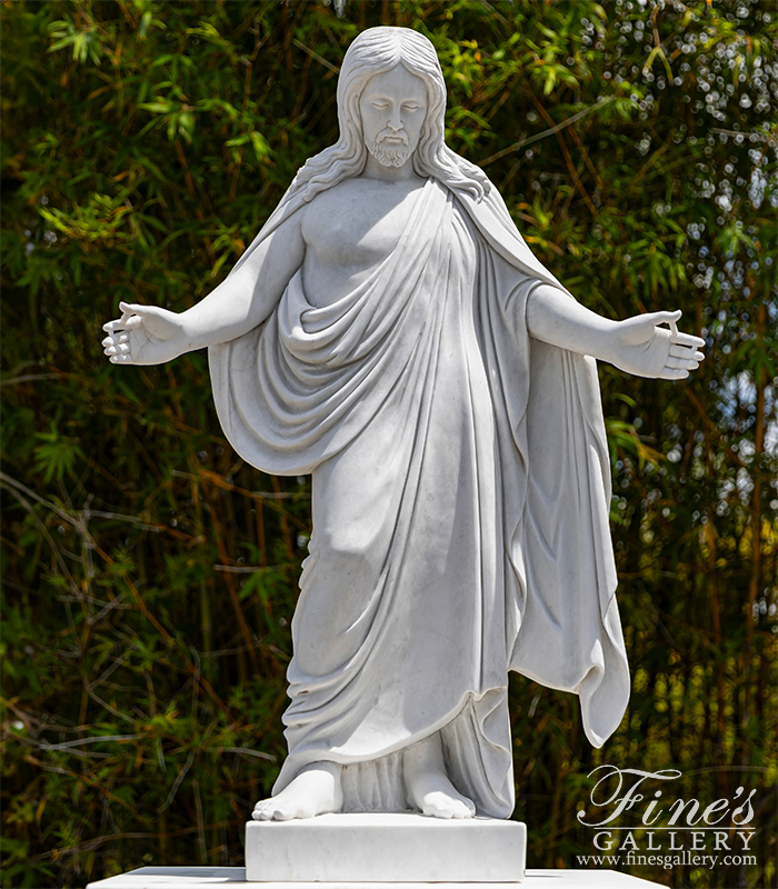 Marble Statues  - White Marble Jesus Statue - MS-1164